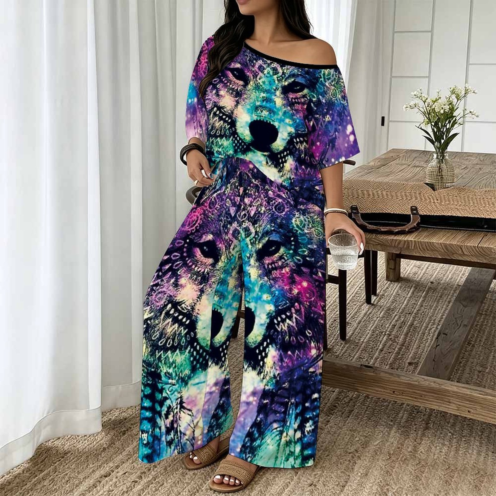 Blouse Off Shoulder - Conjunto de Dos Piezas para Mujer