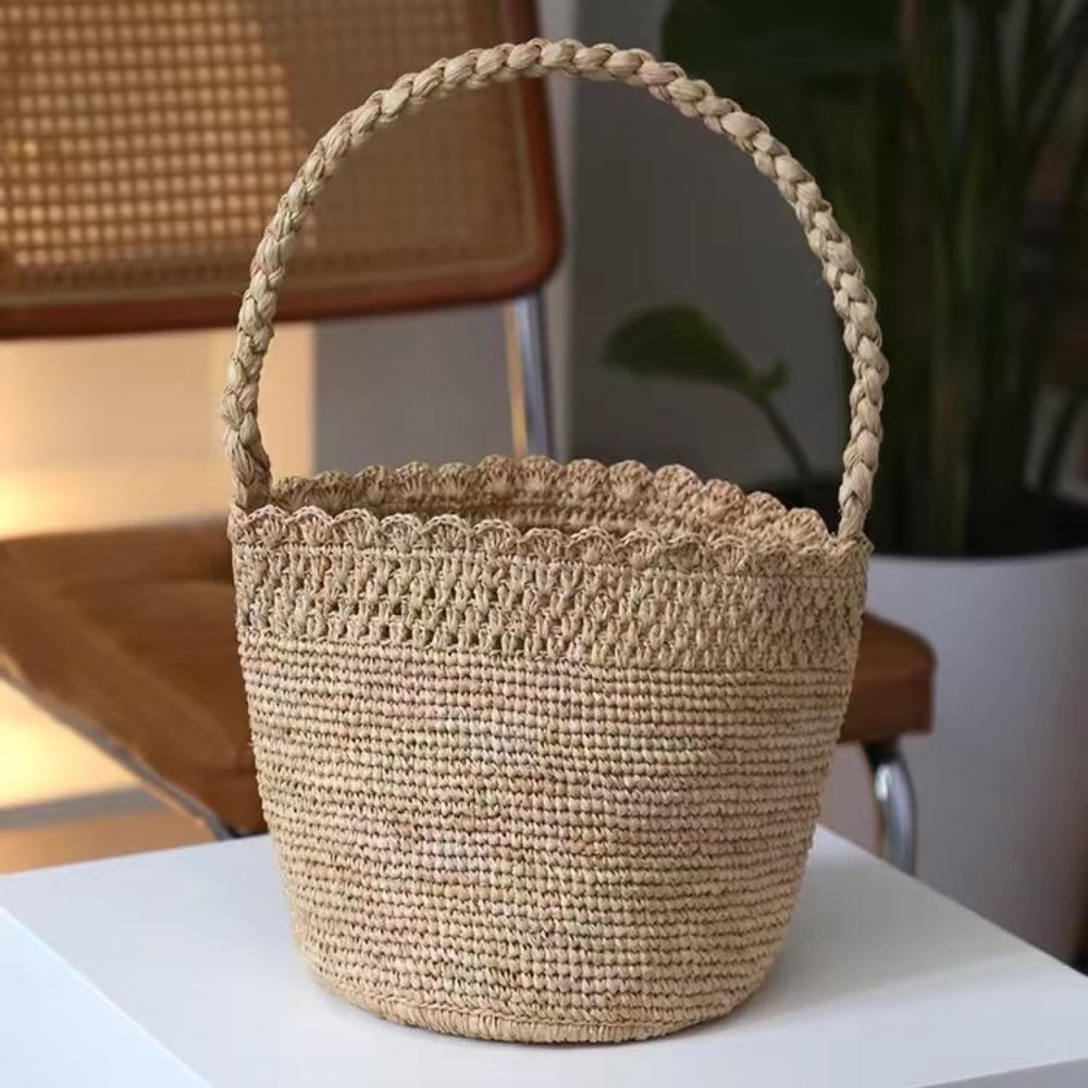 Bolso tipo cubo de paja de gan - Crochet Bag Raffia reseña y precio